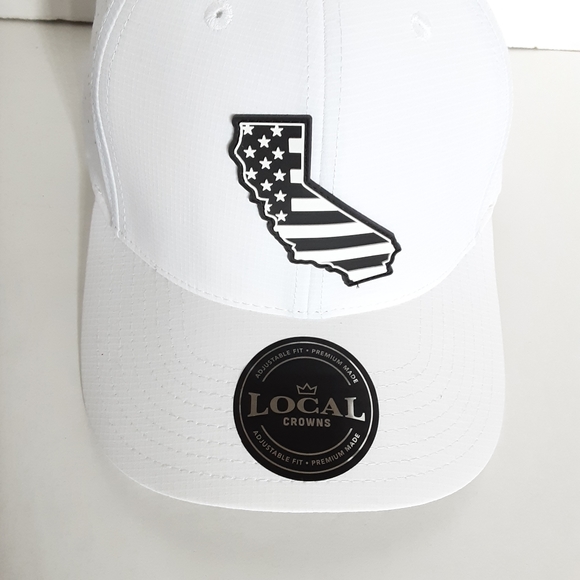 LOCAL CROWNS CALIFORNIA RUBBER PATCH USA FLAG  FILL PERFORMANCE HAT NEW - Picture 2 of 7